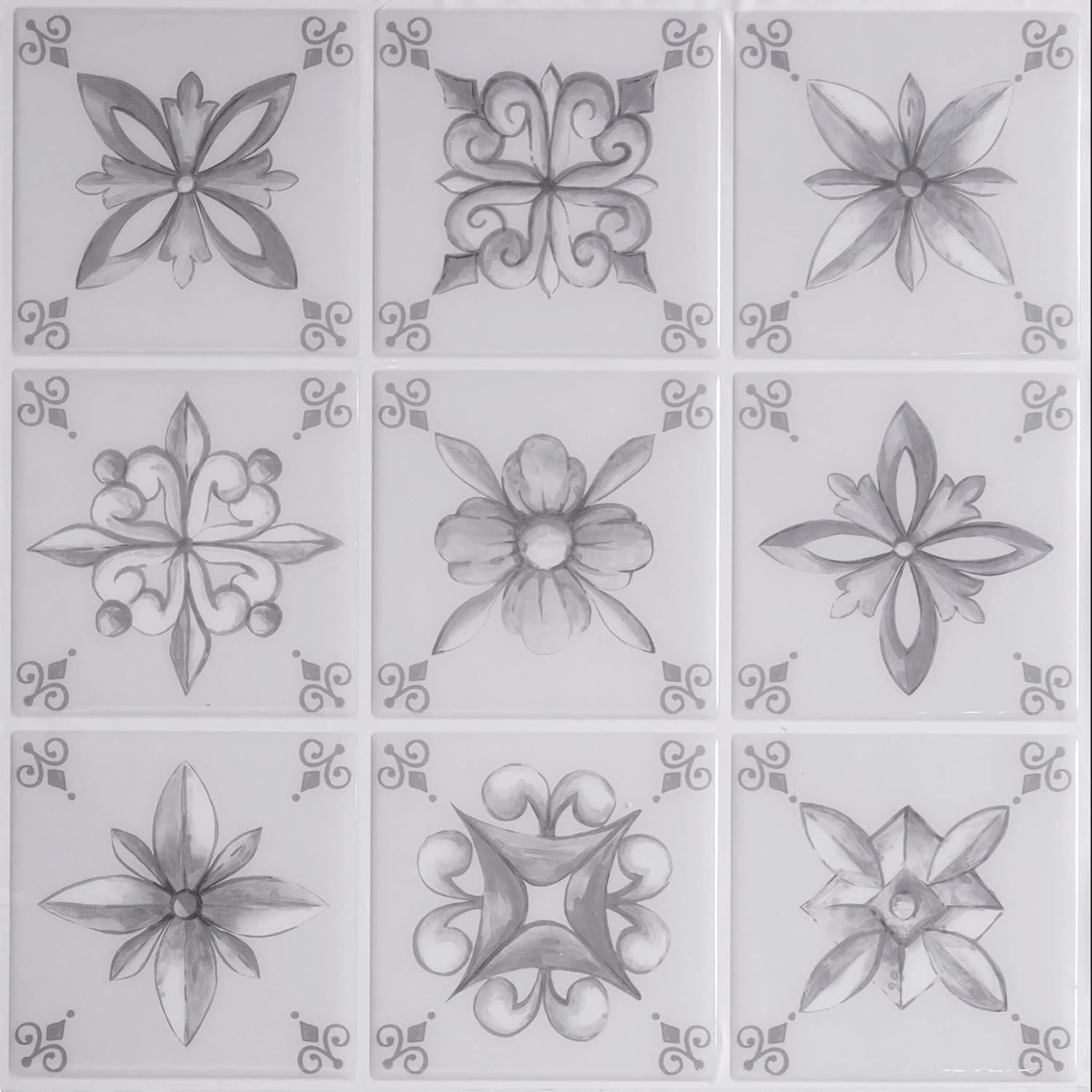 Main Street Creations 4-Sheet Kitchen Backsplash Tiles Peel and Stick. Renter Friendly Backsplash in Neutral Floral Mosaic Design. Self Stick Wall Tiles for Your Home and Art Projects.