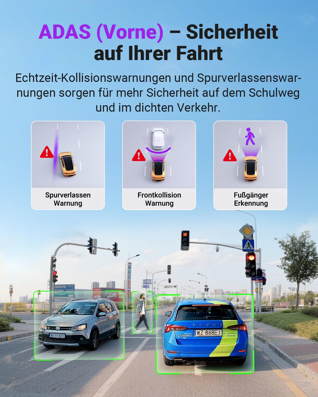 VANTRUE S1 Pro DMS 2,7k Dashcam Vorne Innen 1944P+1080P, Auto Kamera 60FPS STARVIS 2 Nachtsicht, 5GHz WLAN GPS, ADAS und DMS AI Systeme, 24H Parküberwachung, G-Sensor, Loop-Aufnahme, DSGVO konform