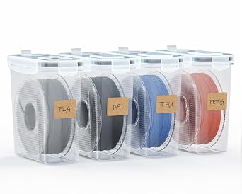 YOOPAI Filament Storage Box - 4 Pack Filaments Container for 3D Printing Filaments Sealing and Protection - Portable Filament Storage with Desiccant&Label ,Water-Proof and Dust-Proof 4.0L9.03*8*3
