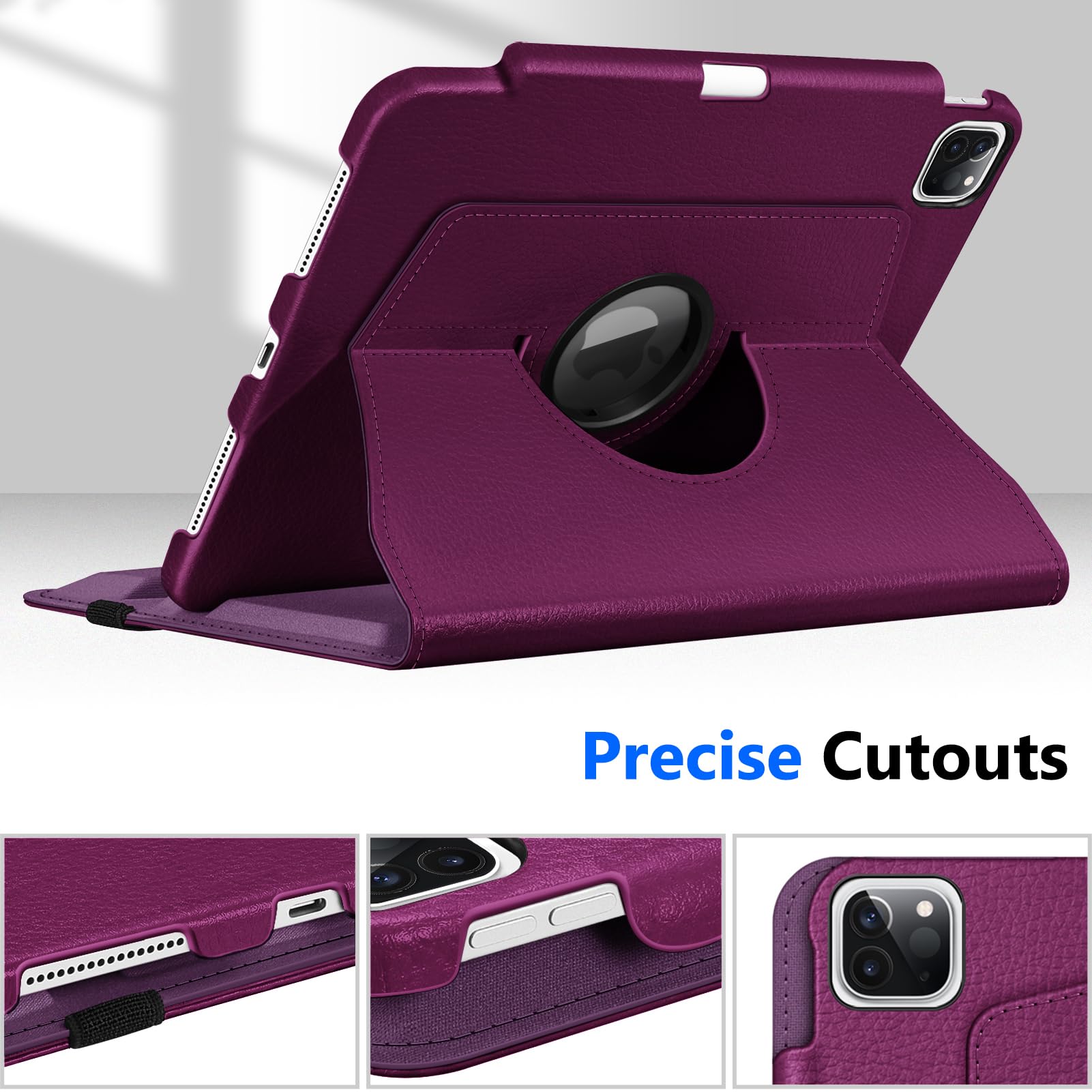 FINTIE Funda giratoria Compatible con iPad Pro de 11 Pulgadas (2022/2021/2020/2018, 4ª/3ª/2ª/1ª generación), Funda giratoria de 360 Grados con Soporte para lápices, Encendido y Apagado automático
