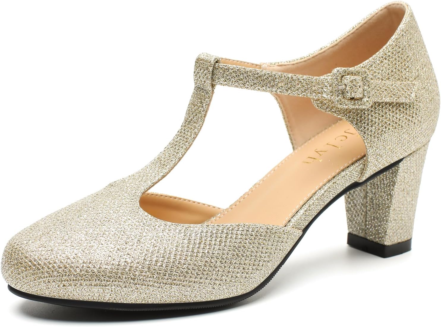 Women's T-Strap Mary Jane Shoes Closed Toe Block Chunky Heels Vintage Casual Dressy Pumps for Work Wedding Party