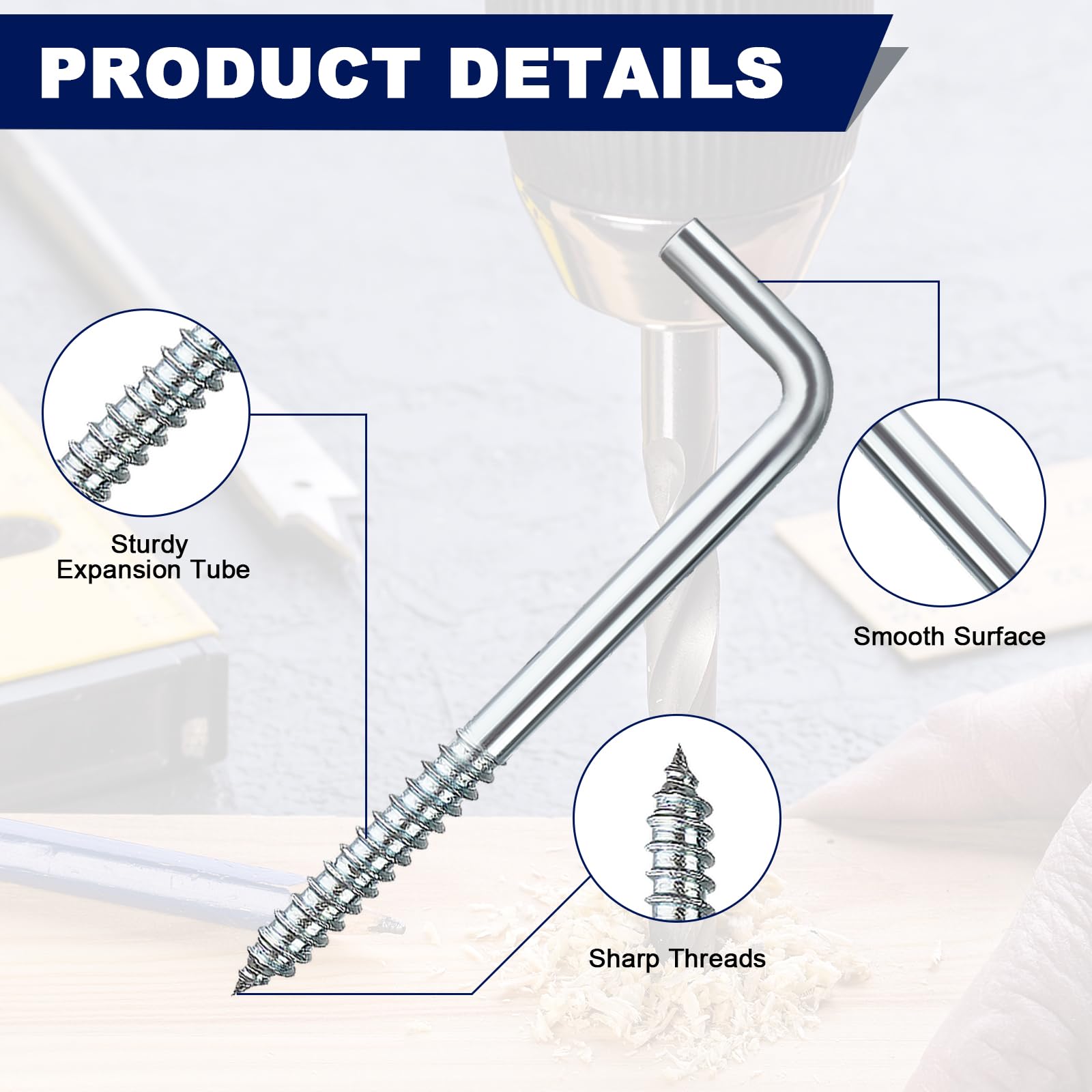 GUOYIHUA 220-teiliges Schraubhaken Set - 4 Größen Mit Expansionsrohren