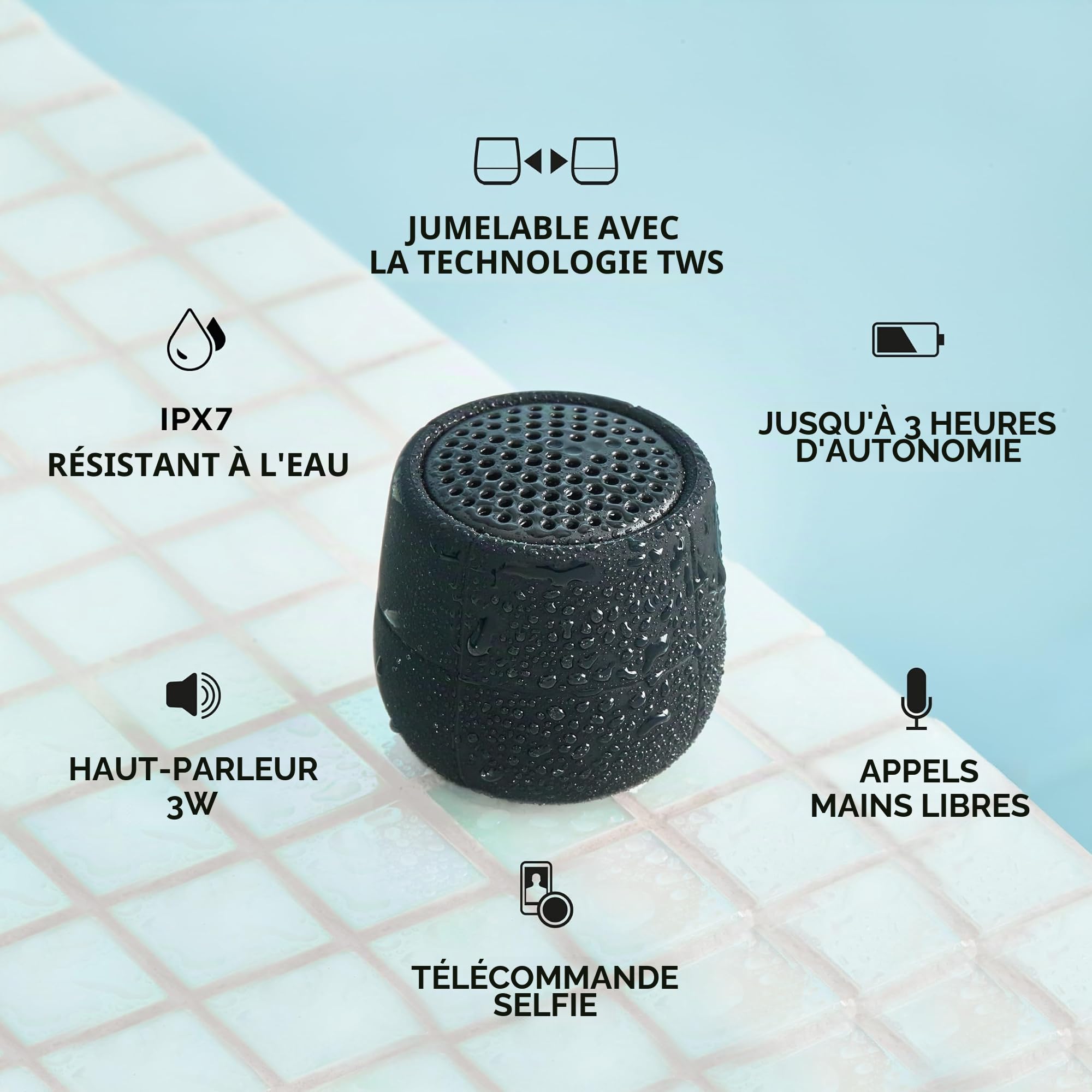 Lexon MINO X - Haut-Parleur Bluetooth Portable IPX7 Flottant et résistant à l'eau - 3W - Rose