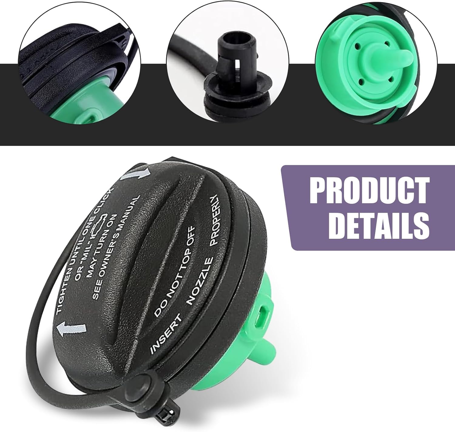 leechio Car Fuel Tank Cap, Tight Fit Leak Proof Dust Proof Seal Fuel Cap, Standard Automotive Replacement Fuel Tank Caps OEM #5C0201550T 5Q0201550L, Compatible with Audi Vo-lkswagen(Black)