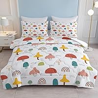 Vista 40 de SOULZZZ Juego de ropa de cama retro hippie tamaño matrimonial, edredón floral de hongos margaritas para niñas y mujeres, edredón negro con 2 fundas