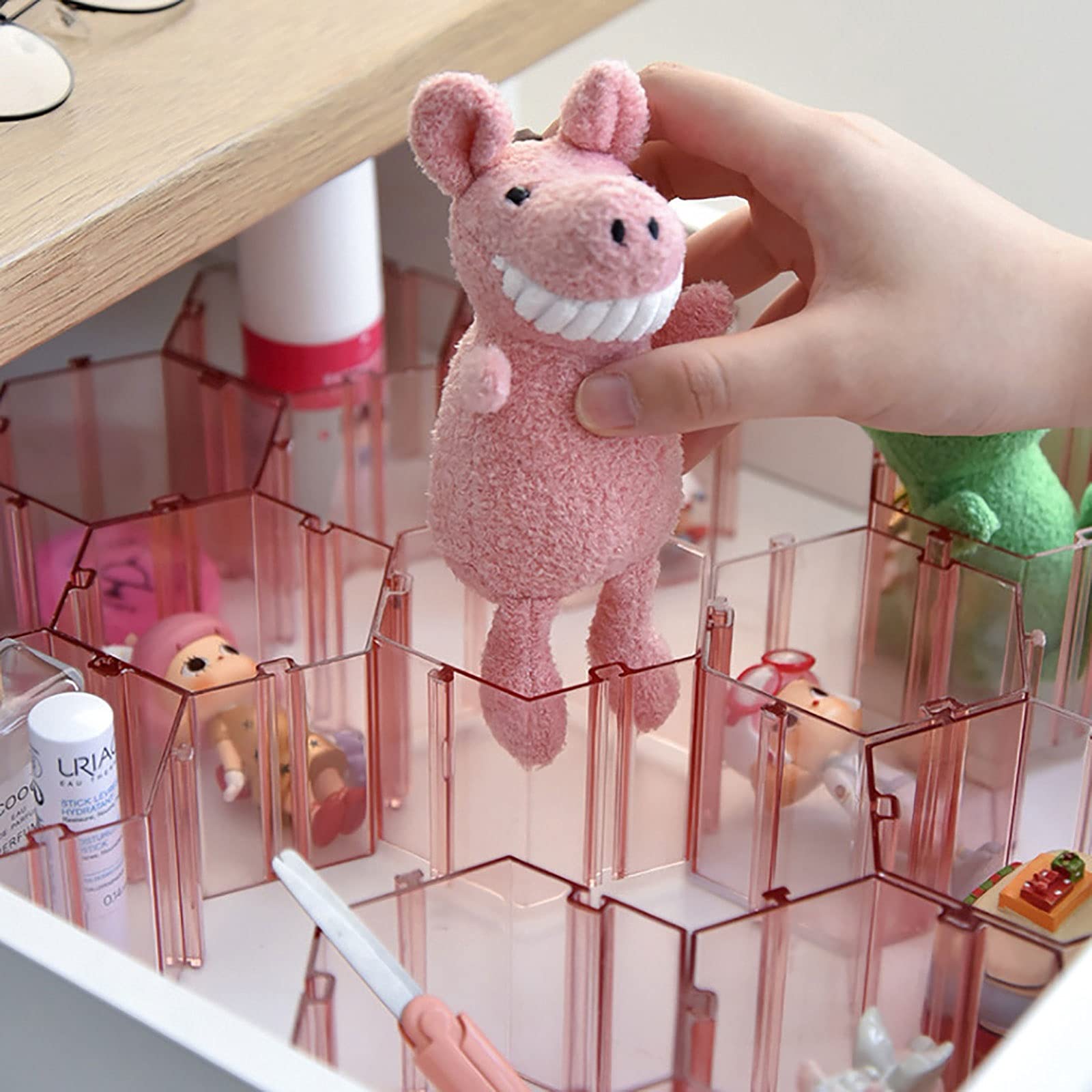 JINGYAN Pudełka do przechowywania 6 sztuk Szuflada Honeycomb Organizator Grid Siatka Pudełko Do Skarpetków Krawaty Odpinany Bielizna Rajstopy Partycja Partycji Szuflady(Pink)
