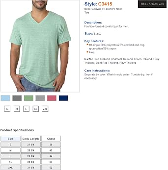 Bella Canvas mens 3415c