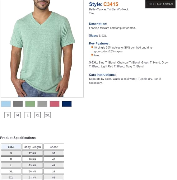 Bella Canvas mens 3415c