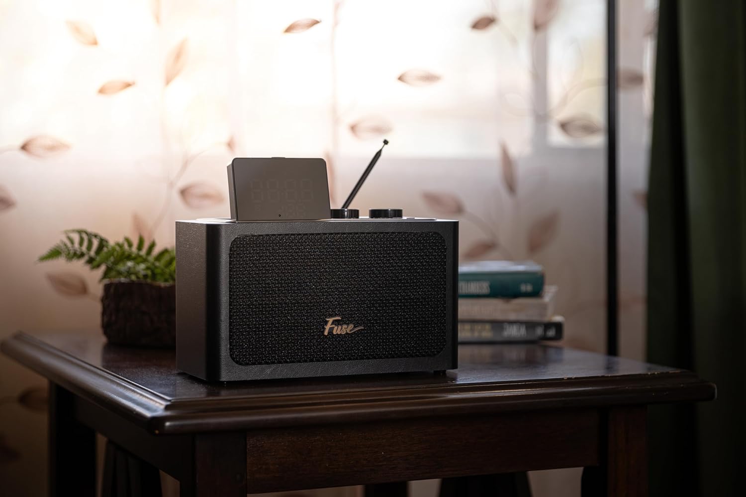 Fuse Zide Vintage Alarm Clock Radio | FM Radio Speaker with Bluetooth | Built-in Microphone | Adjustable LCD Screen | Mid Century Modern Style