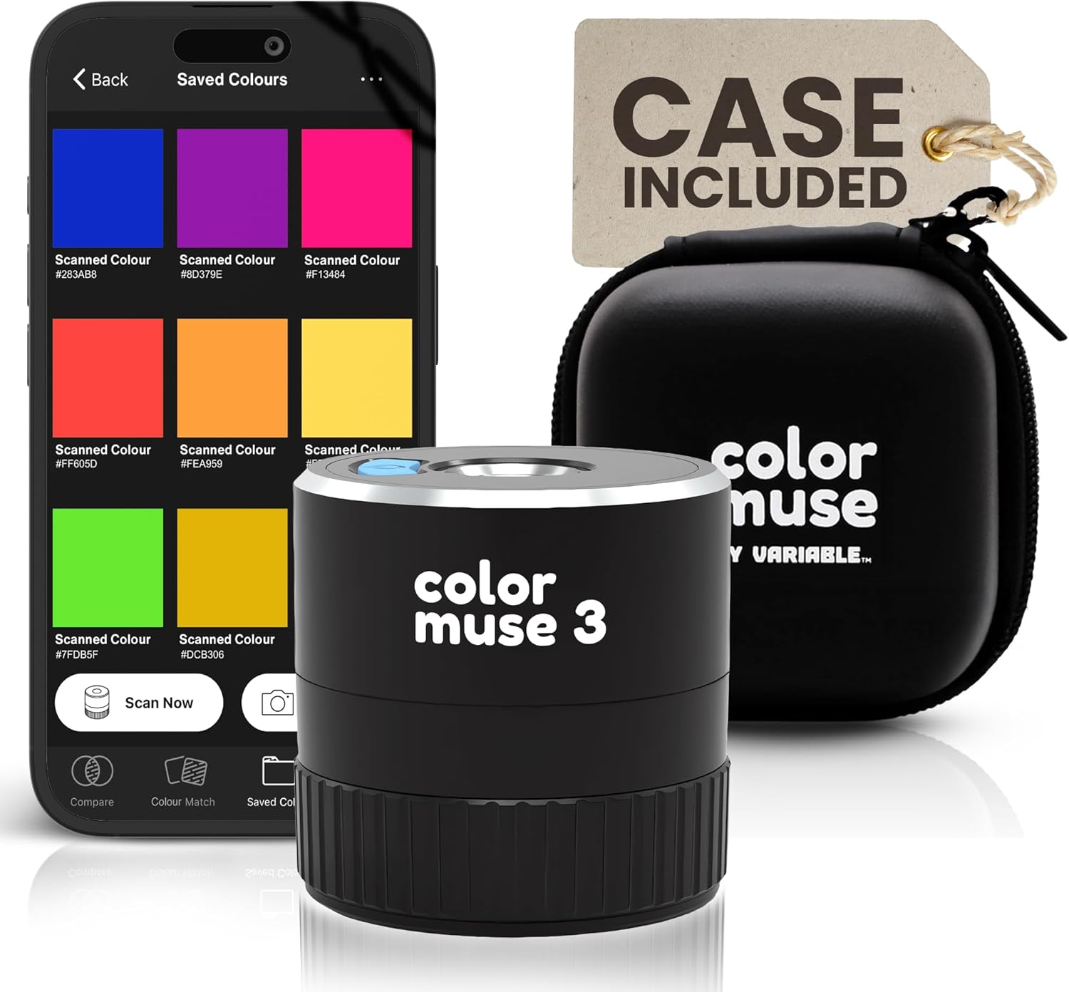 Color Muse 3 Portable Color Matching Paint Scanner with Case - Wireless Colorimeter for Accurate Hue & Sheen Matches