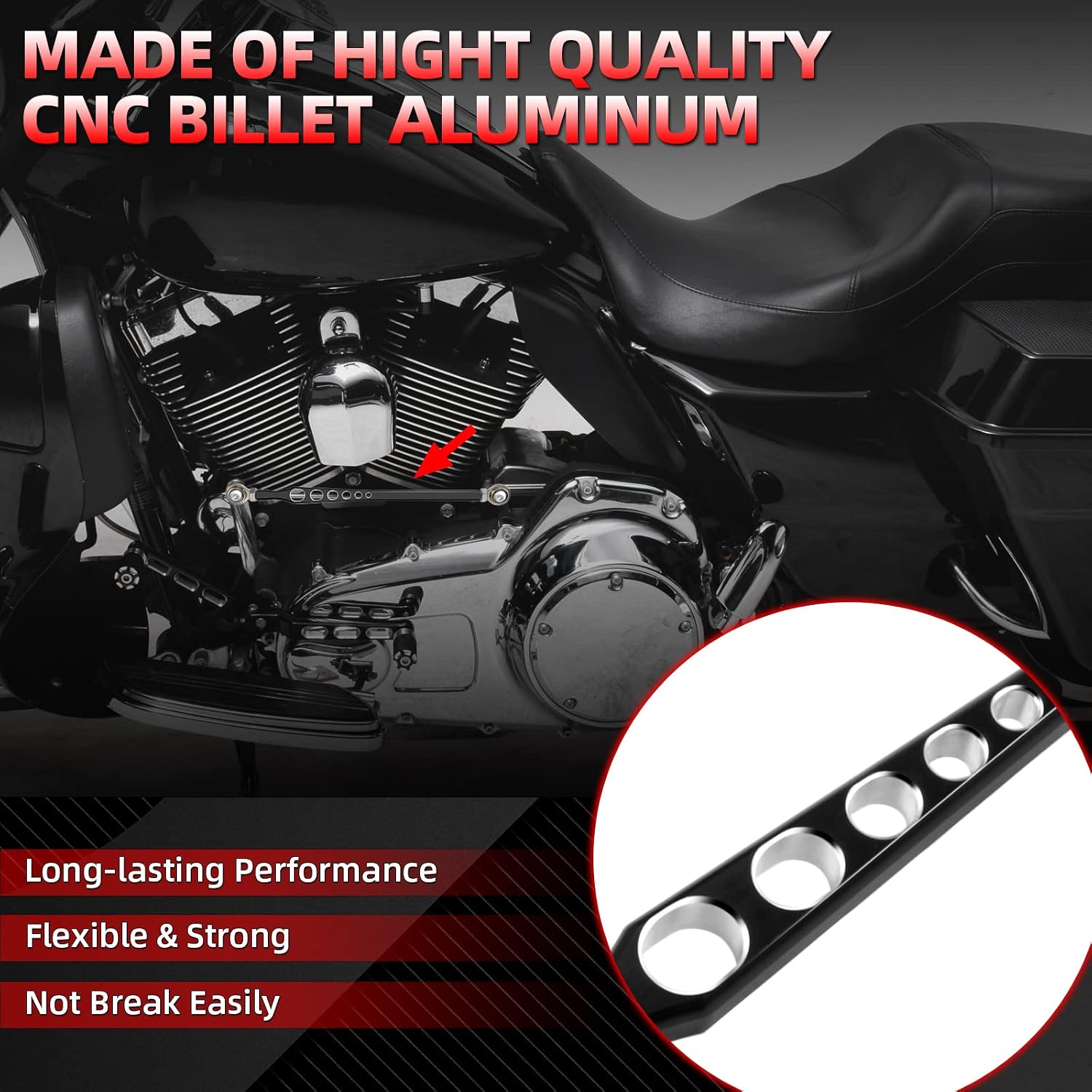 Amazicha Black Gear Shift Linkage Compatible for Harley Softail Touring Electra Street Glide Road Glide Road King Tri Glide 1986-2024