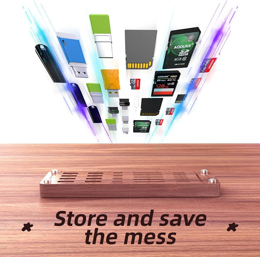 Wooden Memory Card Case TF Cards Box and USB Drive/SD Card Holder Desk,Micro SD Card Case,Memory Card Case, Memory Card Carrying Case -AJSNH01M