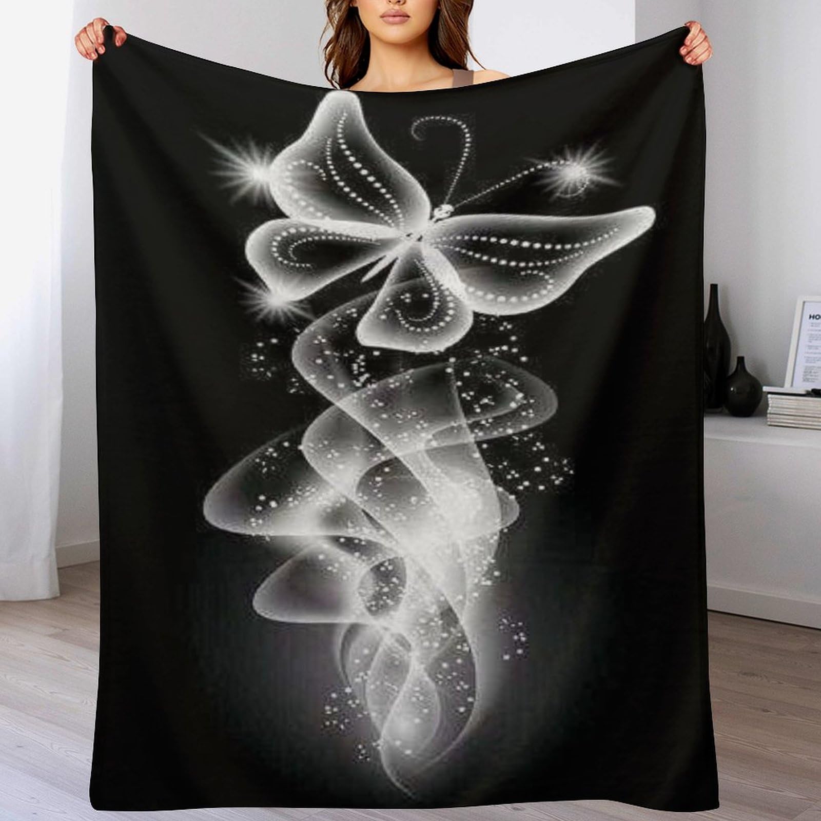 Manta de franela polar de mariposas 150x200 cm suave para sofá