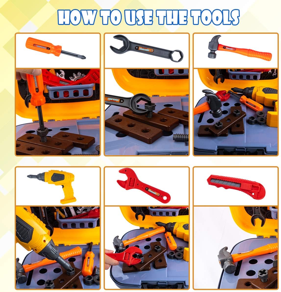 UNIH Toddler Tool Set for Age 2-4 Kids Learning Tools Bench for Toddlers Boys Toys 2 Year Old Gift