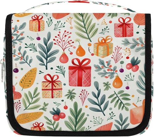 Winter Christmas Funny Pattern Toiletry Bag for Women, Travel Makeup Organizer with Hanging Hook, Traveling Cosmetic Bags for Toiletries Accessories