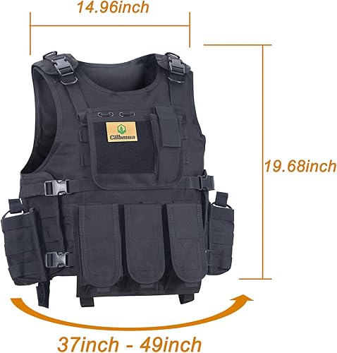 Miniatura 6 de Cilbmua - Chaleco táctico ajustable para Airsoft, cómodo y duradero, fácil de poner o quitar, chalecos modulares de paintball para adultos