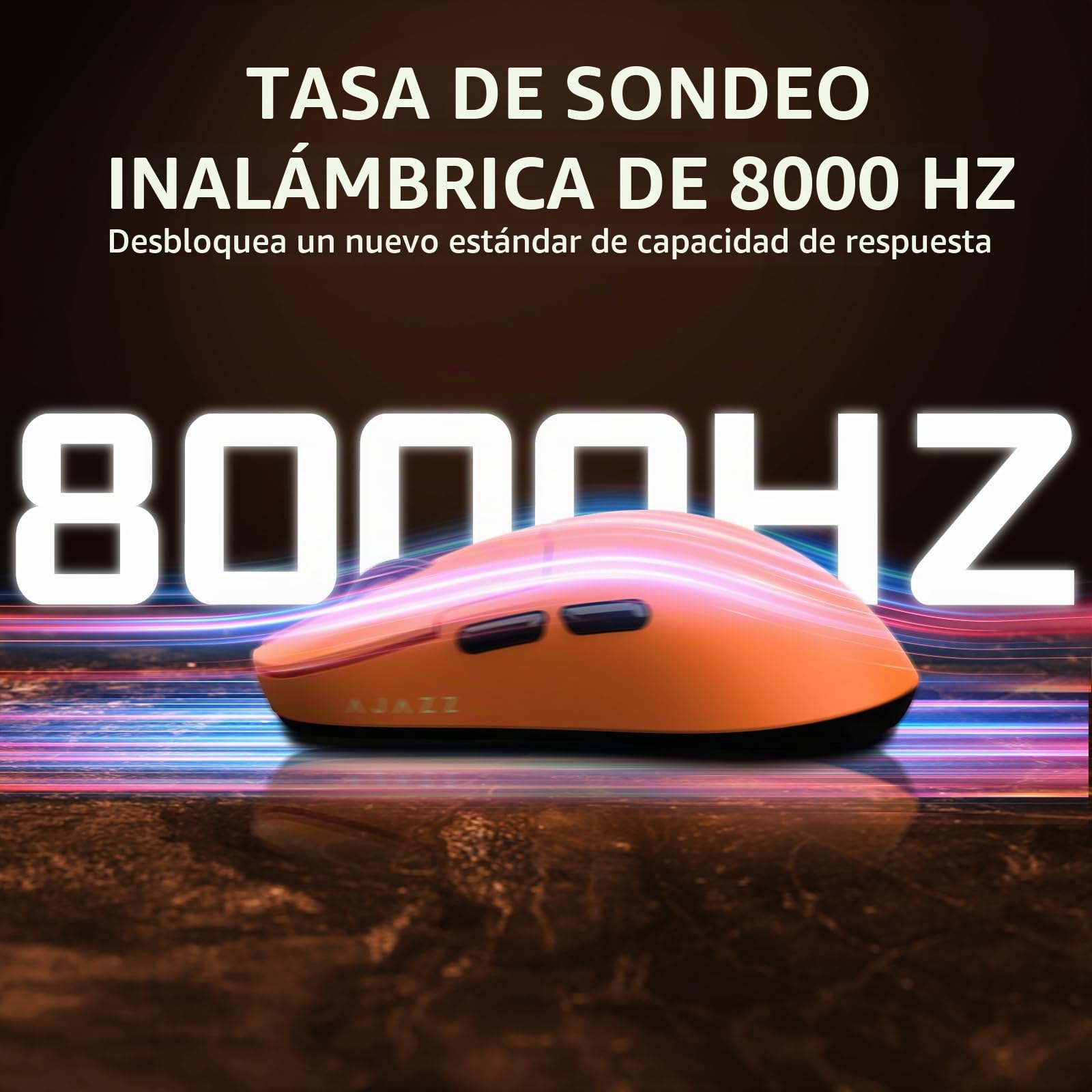 ATTACK SHARK Ajazz AJ159APEX PAW3950 Ratón Gaming, 42K dpi, 8K Hz Wireless Polling, Base de Carga Magnética RGB con Pantalla a Color, 56g Ultraligero Mouse, Cableado/2,4G/BT, PC/PS/Mac, Naranja