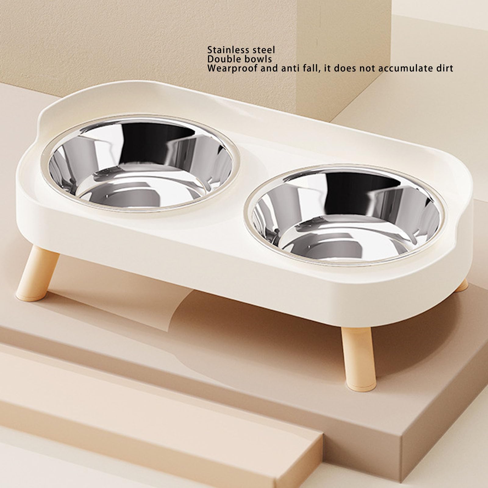 Fockety Comederos elevados para Perros, Juego de comederos y bebederos elevados de Acero Inoxidable con Soporte Antideslizante, para Perros pequeños y medianos Gatos Adultos