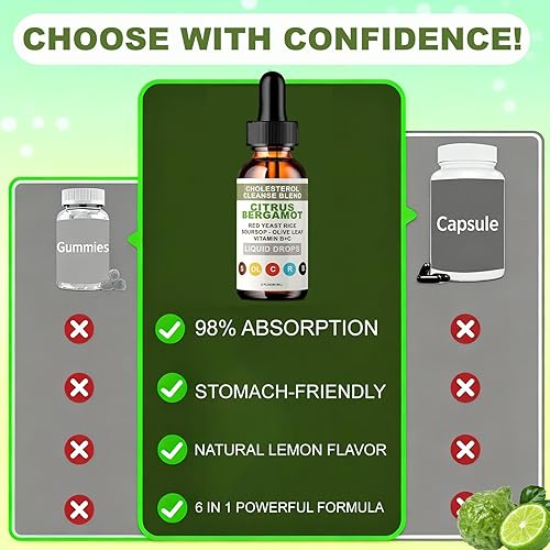 Miniatura 6 de RESONA Gotas de arroz de levadura roja, mezcla de apoyo de colesterol de alta absorción con bergamota cítrica, hoja de olivo y guanábana - Natural,