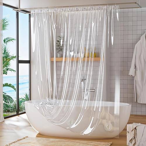 Miniatura 7 de Titanker Forro de cortina de ducha transparente, forro de ducha de PEVA de alta calidad, cortinas de ducha impermeables resistentes para baño con
