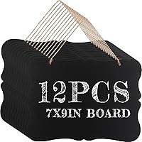 Harloon 12 Pack 9x7 Inch Double Sided Wood Hanging Chalkboard Signs with String - Erasable for Weddings, Kitchen, Parties, Home Decor