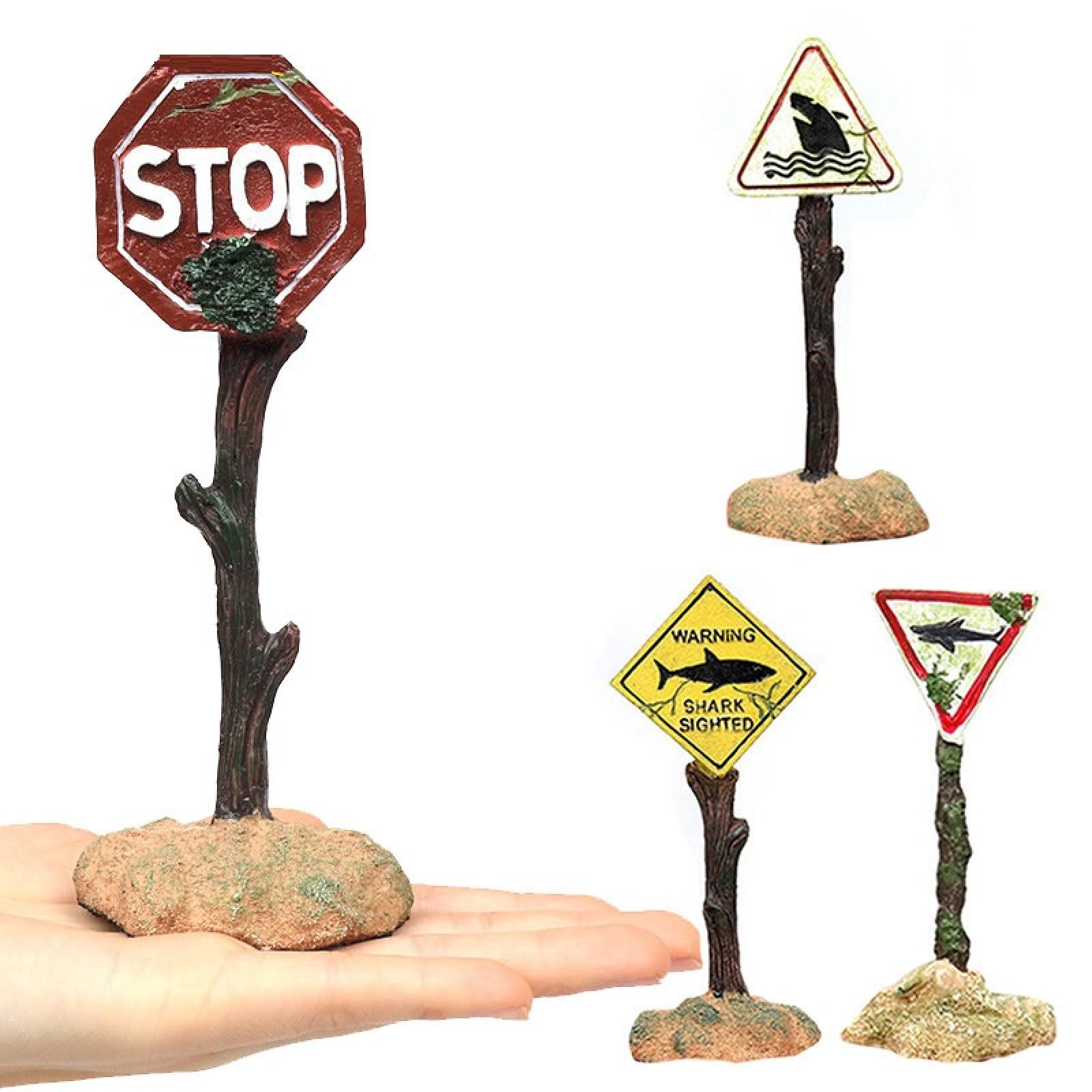 Decoraciones para acuarios, Adornos Decorativos for Acuario, señal de Advertencia de tiburón Artificial, Accesorios de paisajismo, 2 Piezas 01