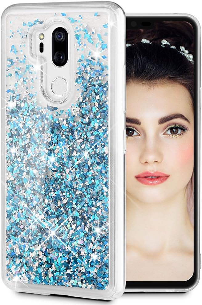 Caka Case Compatible for LG G7 ThinQ Glitter Case Liquid Luxury Fashion Bling Flowing Liquid Floating Sparkle Glitter Soft TPU Case Compatible for LG G7 ThinQ 2018 (Blue)