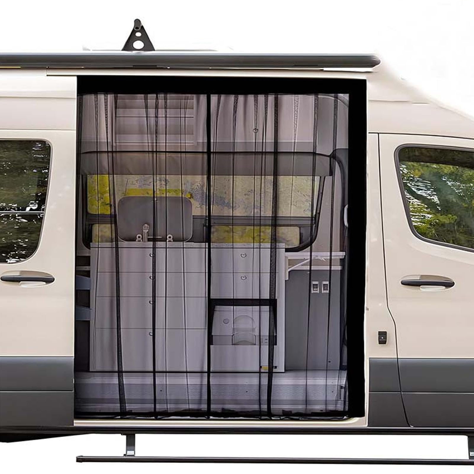 Yctze Moustiquaire pour Porte Coulissante Latérale en Nylon Anti-Mouches pour Van de Camping, Ajustement Universel, Installation Facile, Favorise Le Flux d'air, Bloque Les Insectes (115 * 145CM)