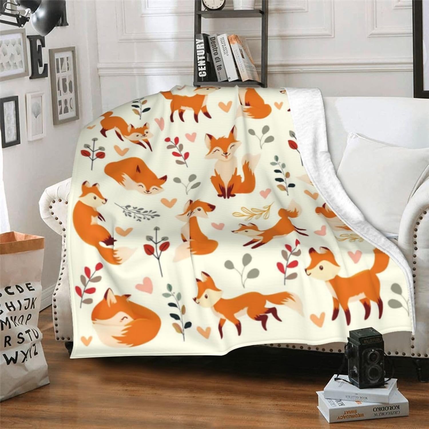 Funny Fox Blanket Cute Fox Throw Blankets Ultra Soft Cozy Warm Flannel Forest Foxes Gifts for Foxes Lovers Women Men Girls Bedroom Sofa Couch Decor 50"X40"