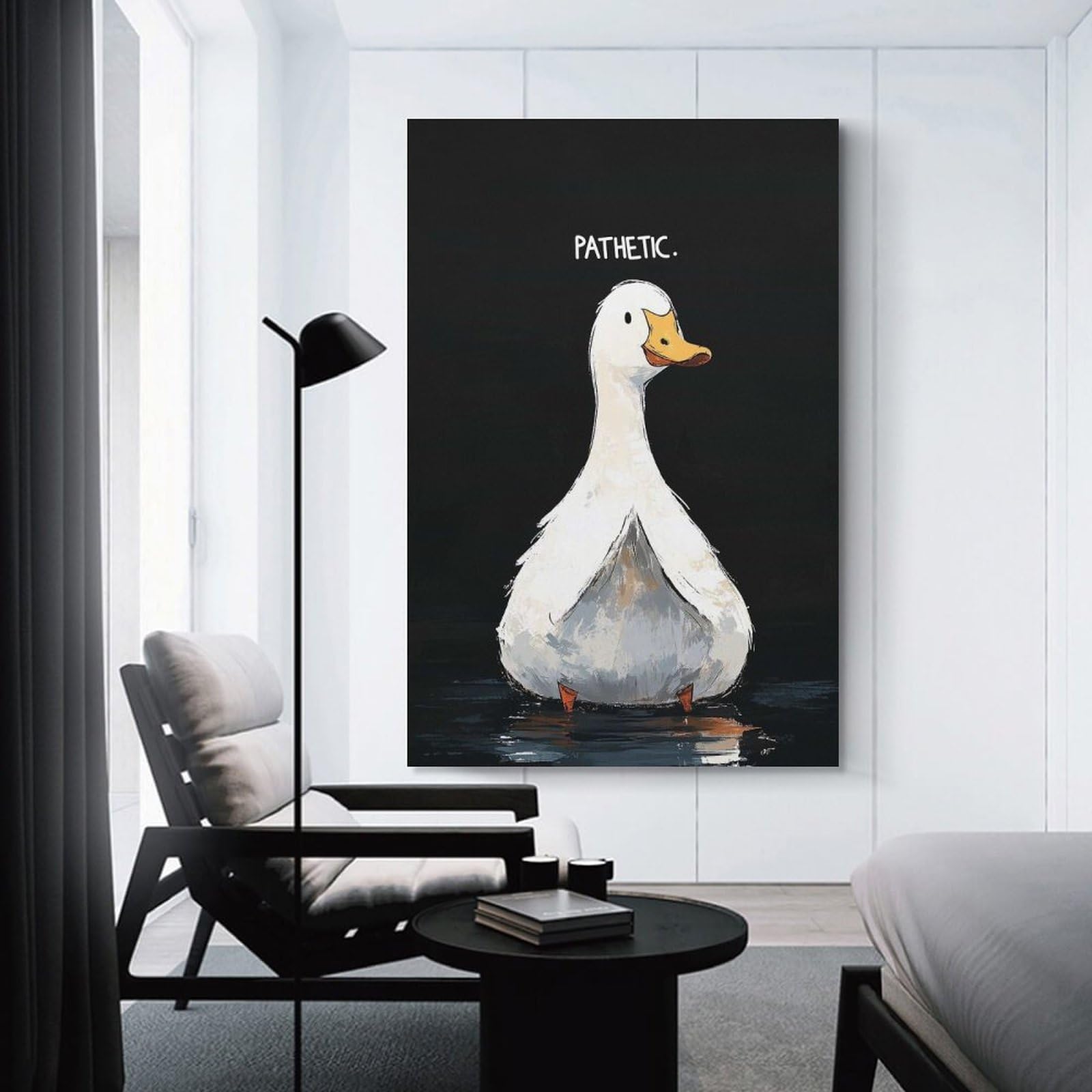 Junmoney Unframe-Style-19 Hanging Wall Art Pathetic Duck, 12X18inch(30X45cm), For Entryway, Lounge Links Or Small Walls, A Neat Decor Update For Hallways