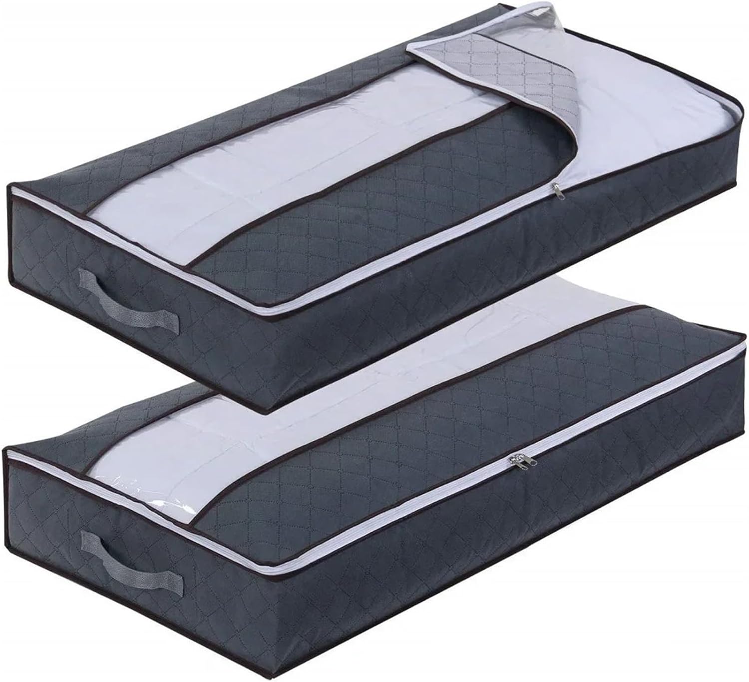 Under Bed Storage Box 2 PC Foldable Under Bed BagsLarge Under Bed Storage Boxes Thick Breathable Underbed Clothes Storage Bags Zippered Organizer