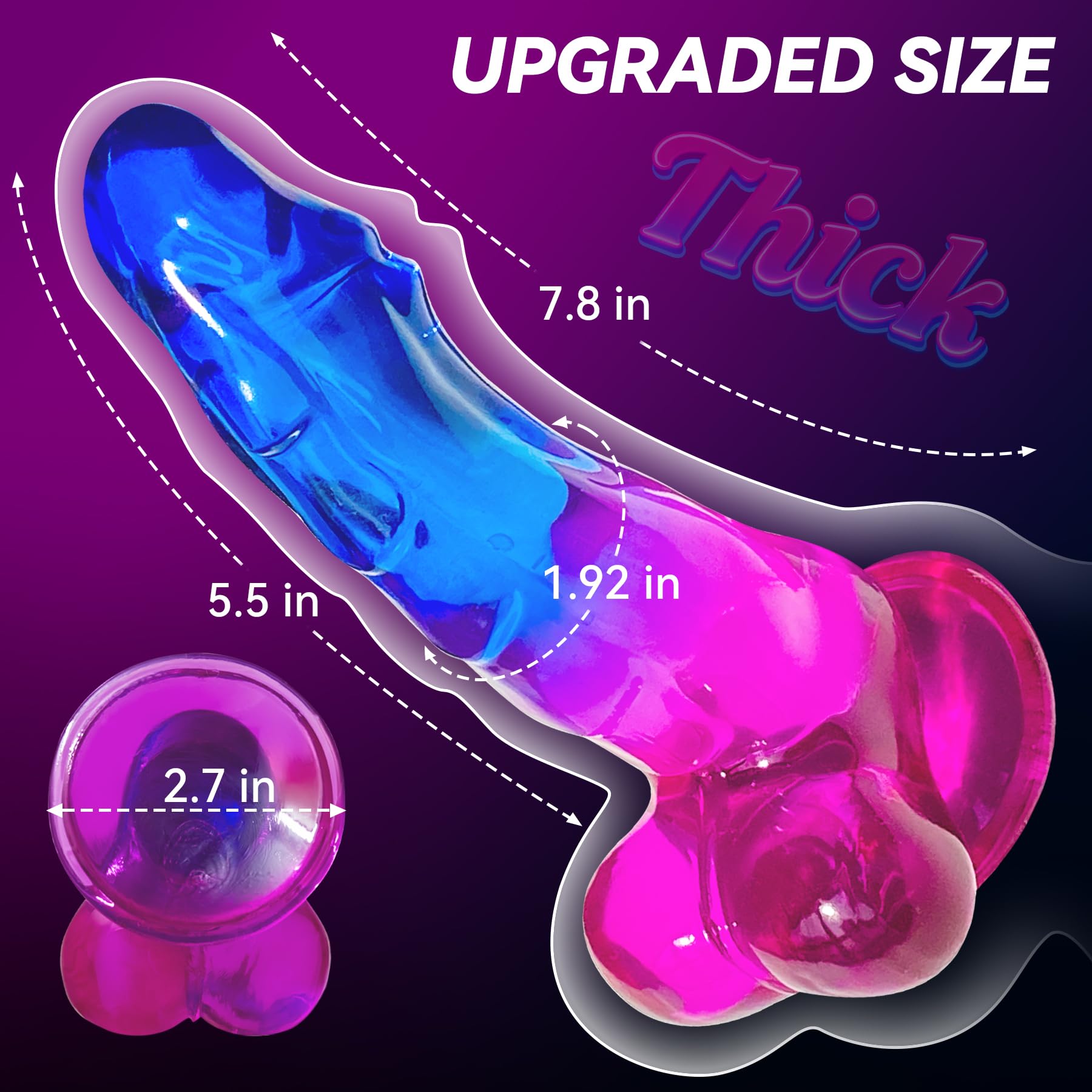 Realistic Dildo Sex Toys – 7.8 Inch Monster Dildo with Strong Suction Cup, Fantasy Dildo for Anal Stimulation, Adult Sex Toy for Women and Couples