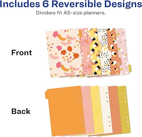 Miniatura 2 de Avery Divisores de agenda para planificadores A5, juego de 6 pestañas, diseño de puntos, 1 juego (25436)