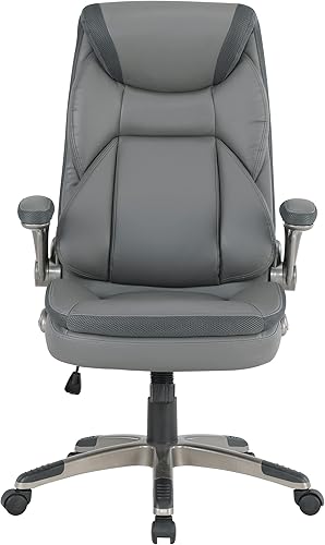 Miniatura 7 de Office Star ECH Series - Silla de oficina ejecutiva de cuero regenerado con soporte lumbar y brazos acolchados ajustables en altura, carbón con base