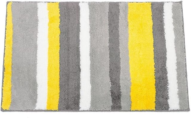 Comfysail 50X80cm Gorgeous Bathroom Rug 100% Polyester Stripes Non-Slip Bath Mats can Machine Washable (Yellow stripes)