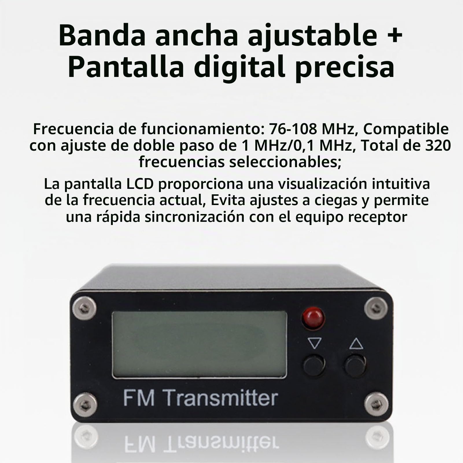 Jectse Módulo Transmisor FM Digital, Transmisor Estéreo FM 2000M 500mW, Conector de 3,5 Mm, Puerto USB C, para Estación de Radio Pequeña, Teléfono, PC, MP3 (Black)