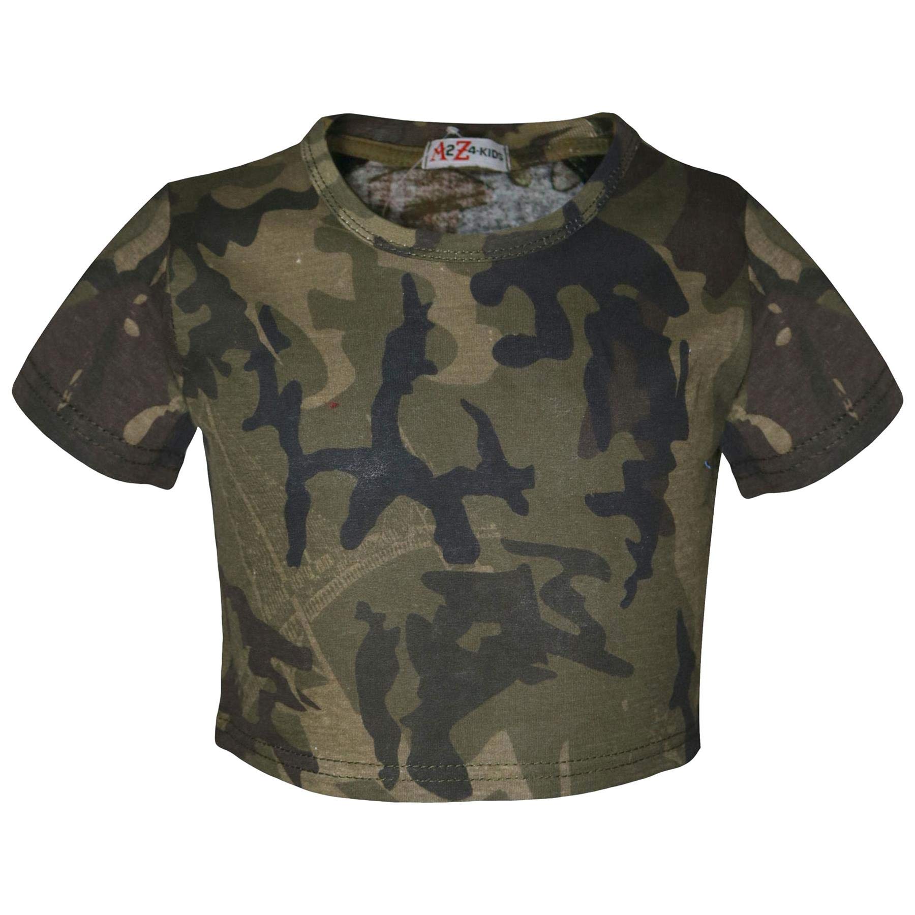 A2z 4 Kids Girls Camo Green Top Selfie Camouflage Trendy - A2z Camo Crop Top Green 13