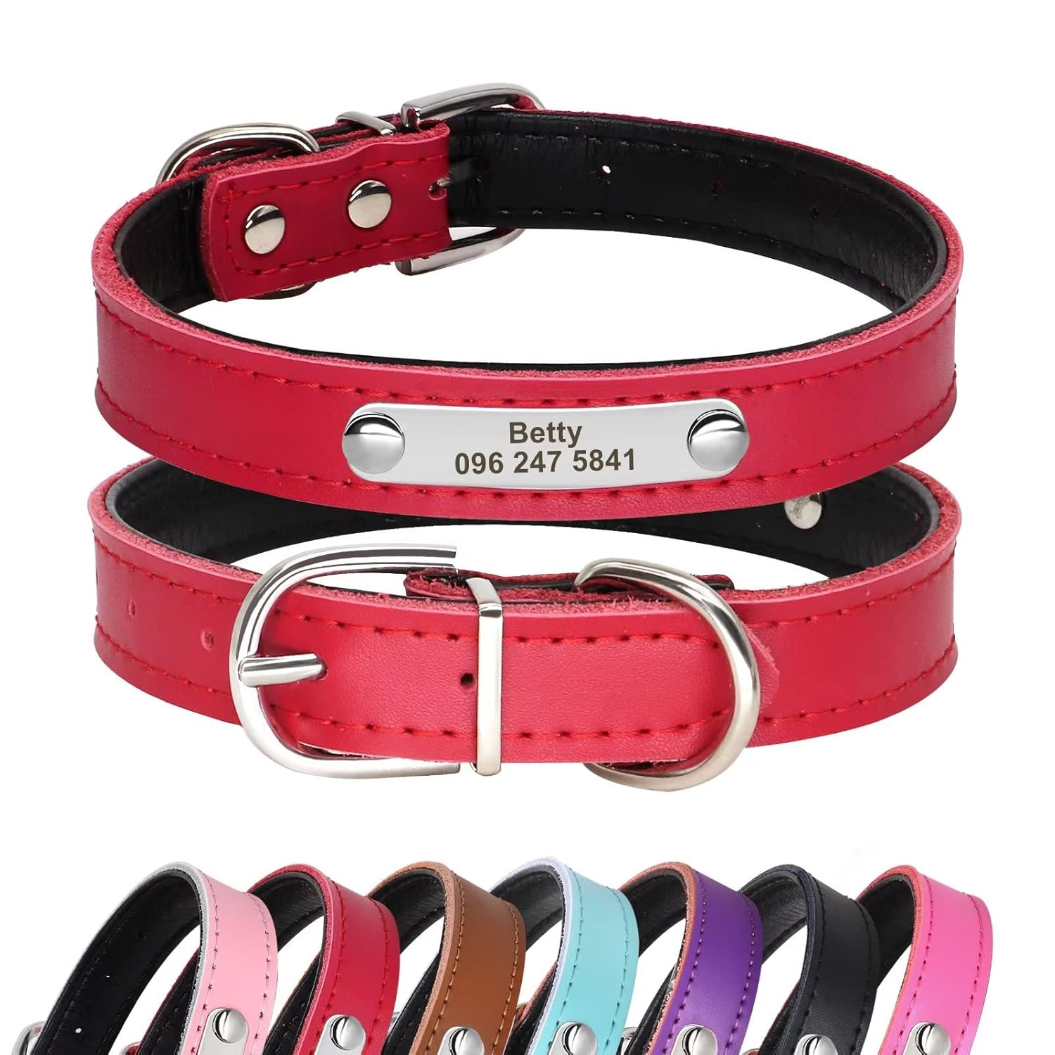 Buy Didog Adjustable Leather Padded Custom Dog Collar with Engraved