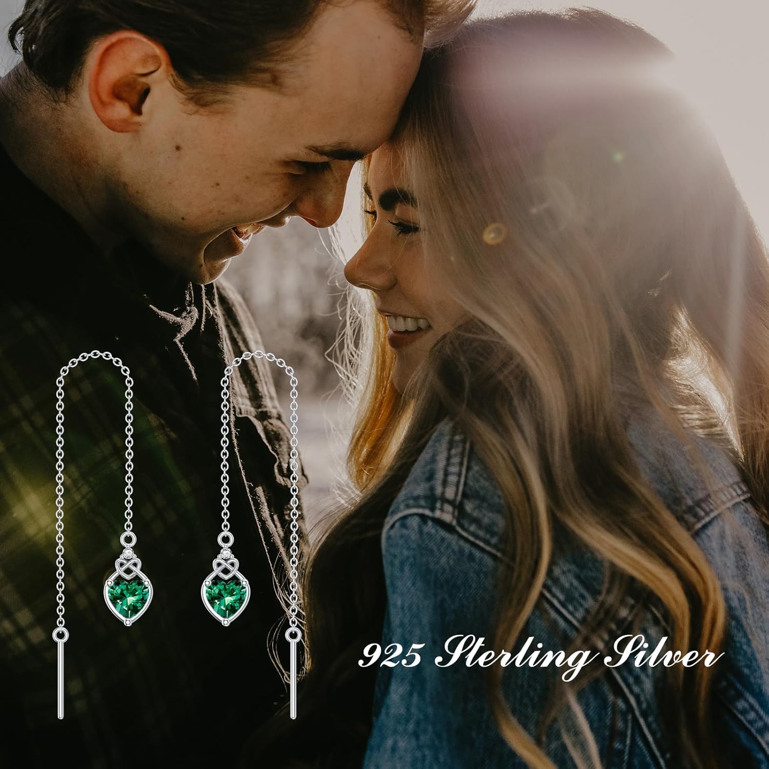 Celtic Knot Heart Threader Earrings Long Chain Celtic Knot Drop Earrings 925 Sterling Silver 12 Birthstone Jewelry Gifts for Women (Gift Box) - Image 6