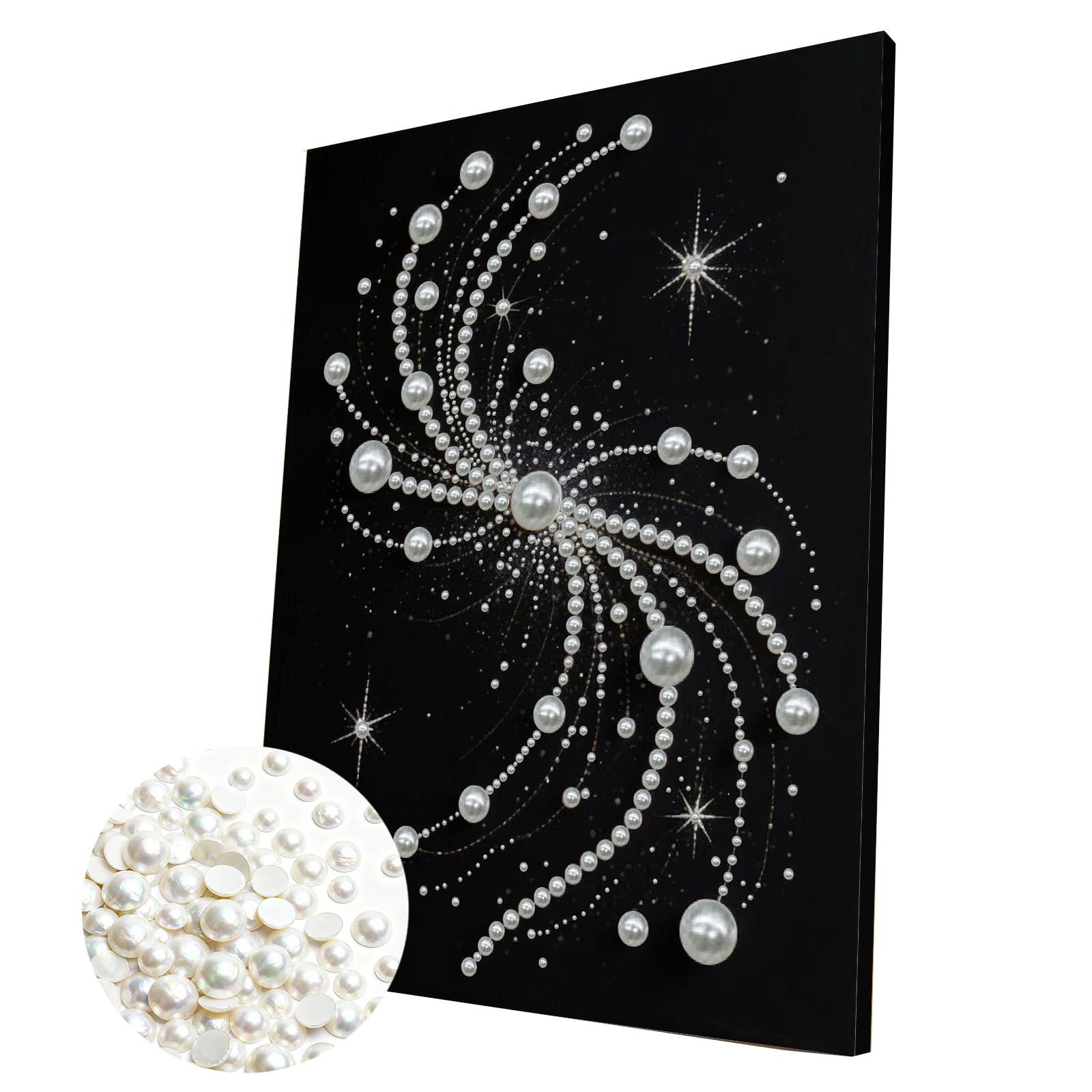 DIY Pearl Painting Kit with Wooden Frame, 3D Plastic Pearl Gemstone Ocean Art Craft for Adults Beginners, Diamond Art Kits for Adults, Home Wall Decor Ready Gift for Women(S-Shaped Swirl)(30 * 40cm)