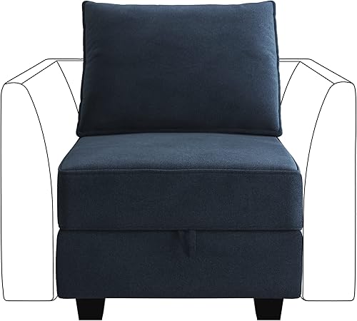 HONBAY Módulo medio para sofá modular seccional, silla sin brazos con asiento de almacenamiento, terciopelo azul oscuro