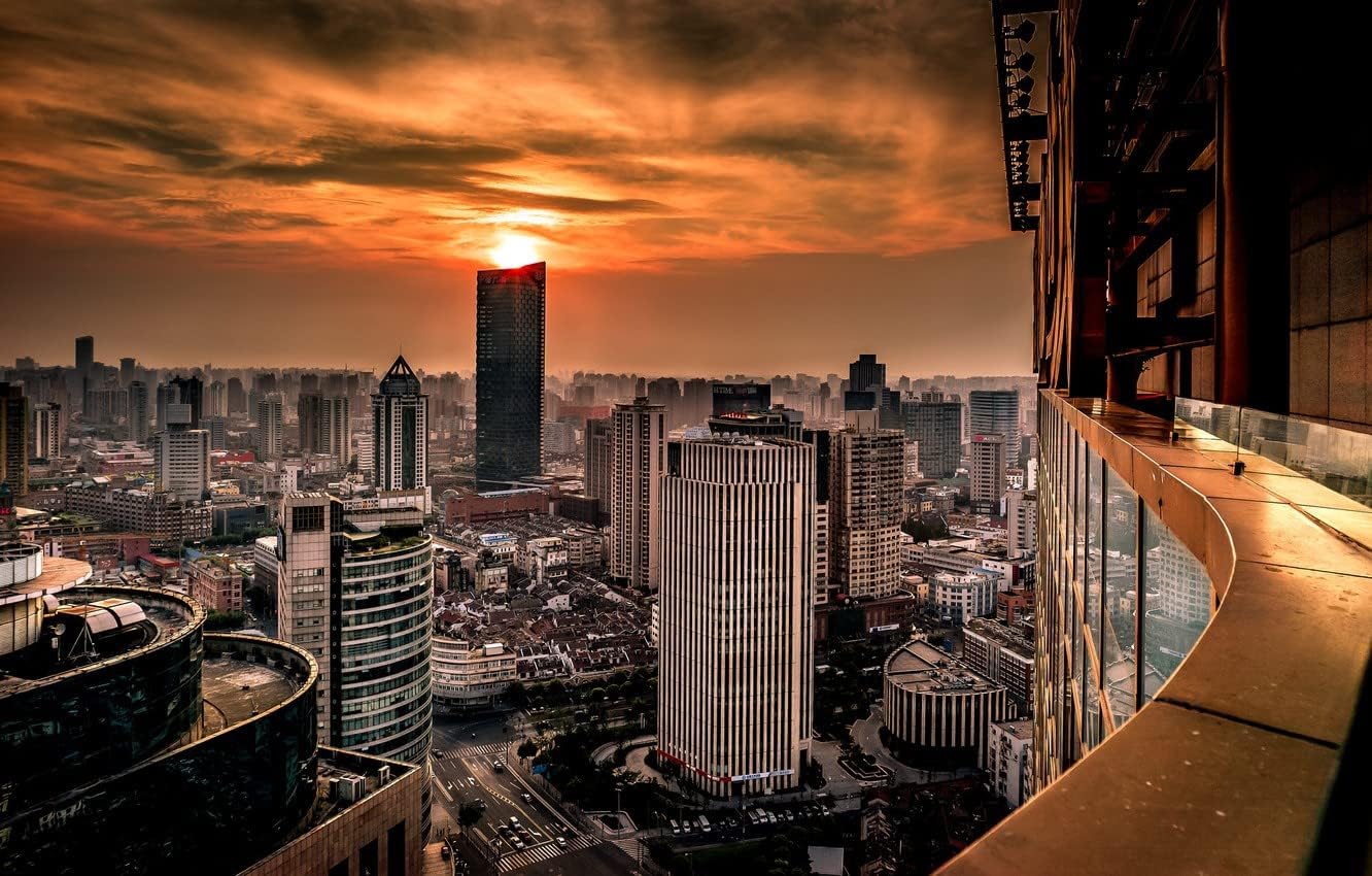 LHJOYSP Puzzle for Adults por 500 Piece City Sunset Chinese Architecture Shanghai huangpu 52x38cm