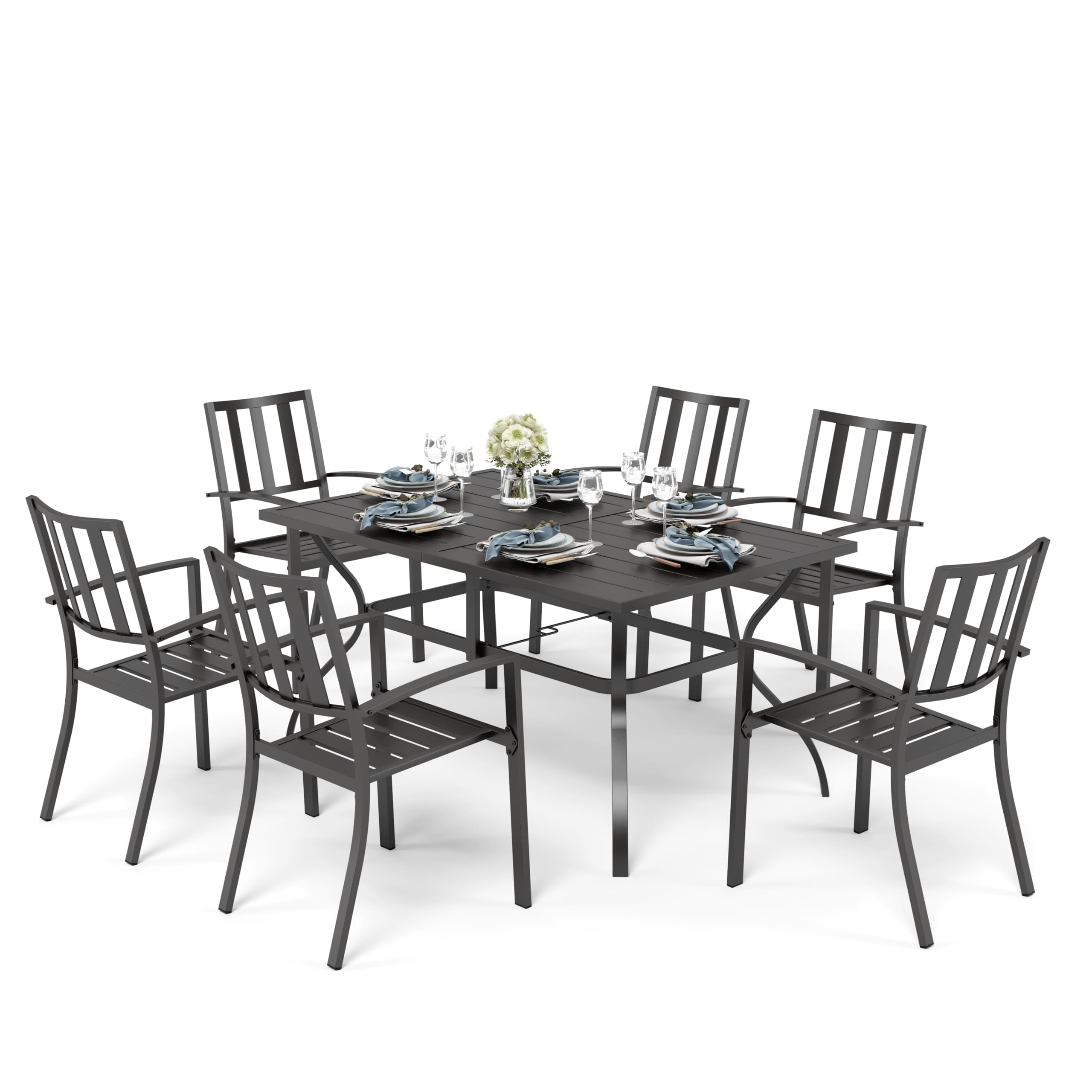 PHIVILLA Garden Furniture Garden Table and Chairs Set of 6 Patio Outdoor Garden Furniture Sets Metal Outdoor Bistro Garden Table and Chairs Set Weather-resistant