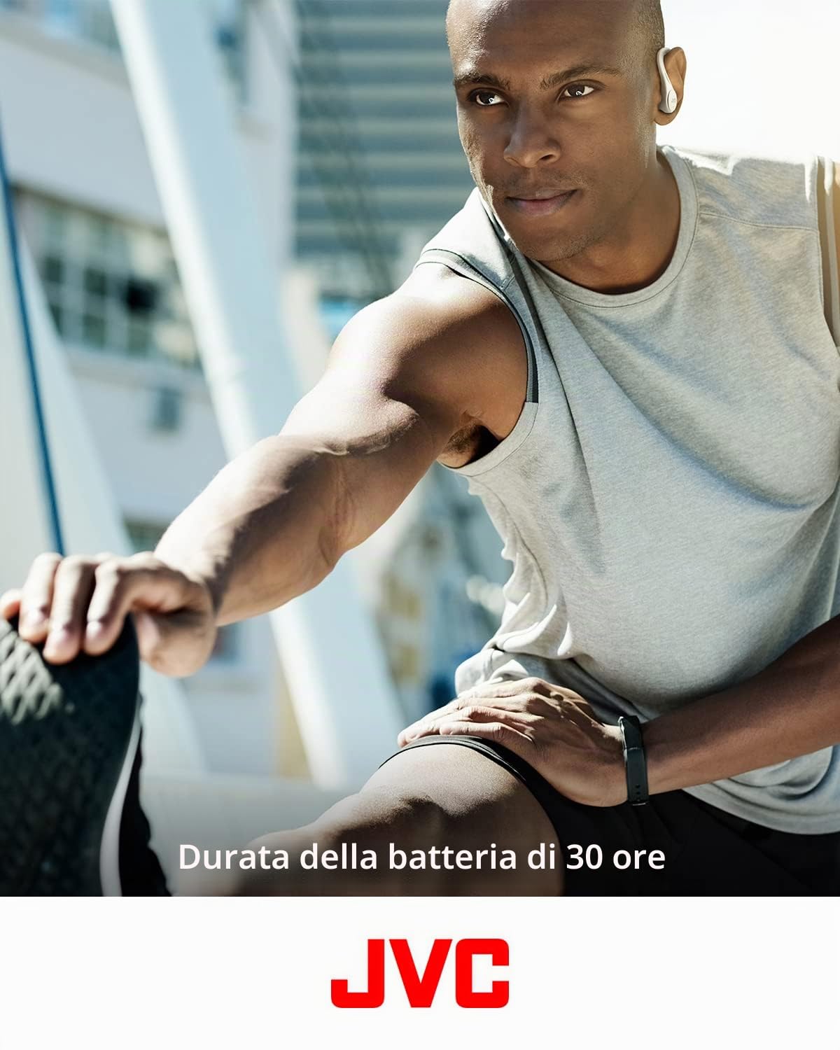 JVC HA-EC25T, Auricolari sportivi senza fili, leggeri e compatti, batteria a lunga durata (fino a 30 ore), suono con controller magnetico al neodimio, resistenza all'acqua (IPX5), Nero