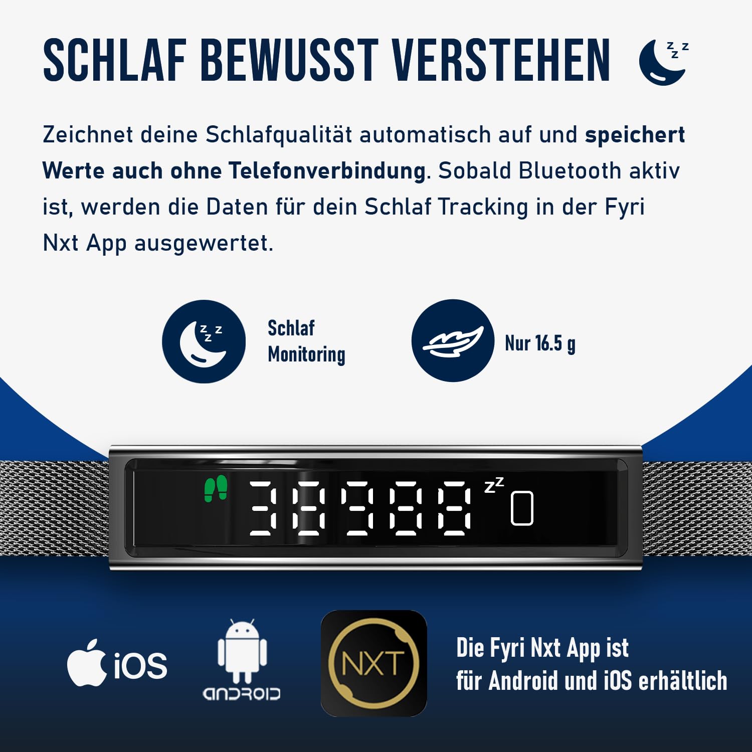 Fontastic Smartband Luxis LED-Display Pulsmesser SpO2 Schlaftracker Schrittzähler BT 5.3 1ATM Metallband Silikonband Roségold