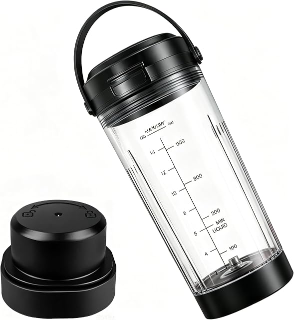 Portable Blender Replacement Cup, 18oz with 2-Piece Safety Lid (Leak-Proof Cap & Blade Guard), BPA-Free, for Personal Smoothie Blenders