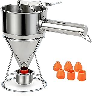 Edelstahl Teigportionierer 1200 ml – Profi Teigdosierer mit Druckhebel & 7 Düsen – Präzise Portionierung für Bäckerei, Gastronomie, Waffeln, Donuts & Muffins