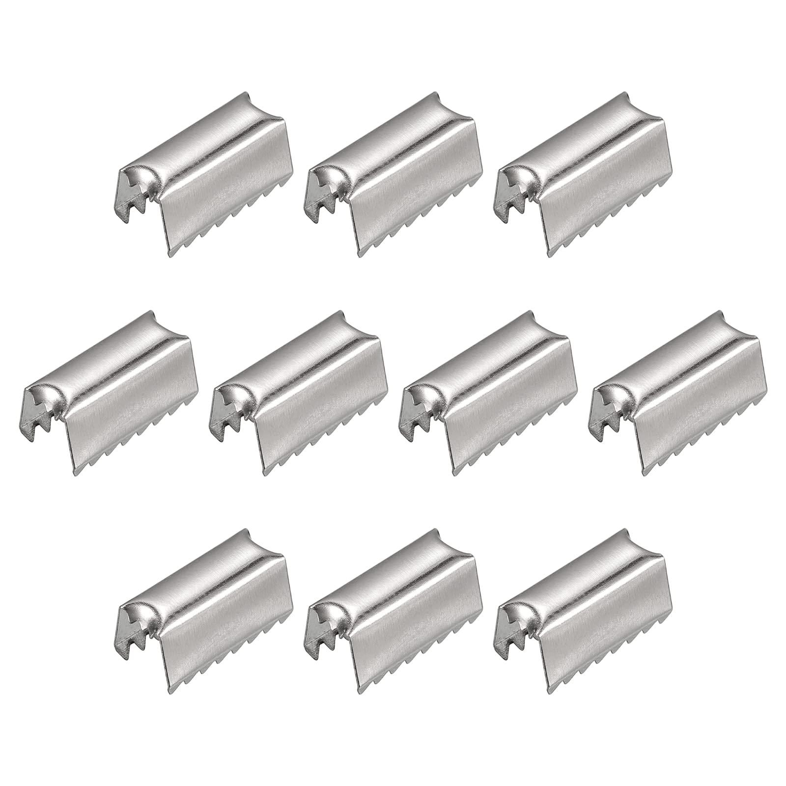 uxcell Fold Over Crimp End Caps, 200Pcs 12mm x 5mm Ribbon Crimp End Fasteners for Leather Decoration DIY Accessories, Silver Tone