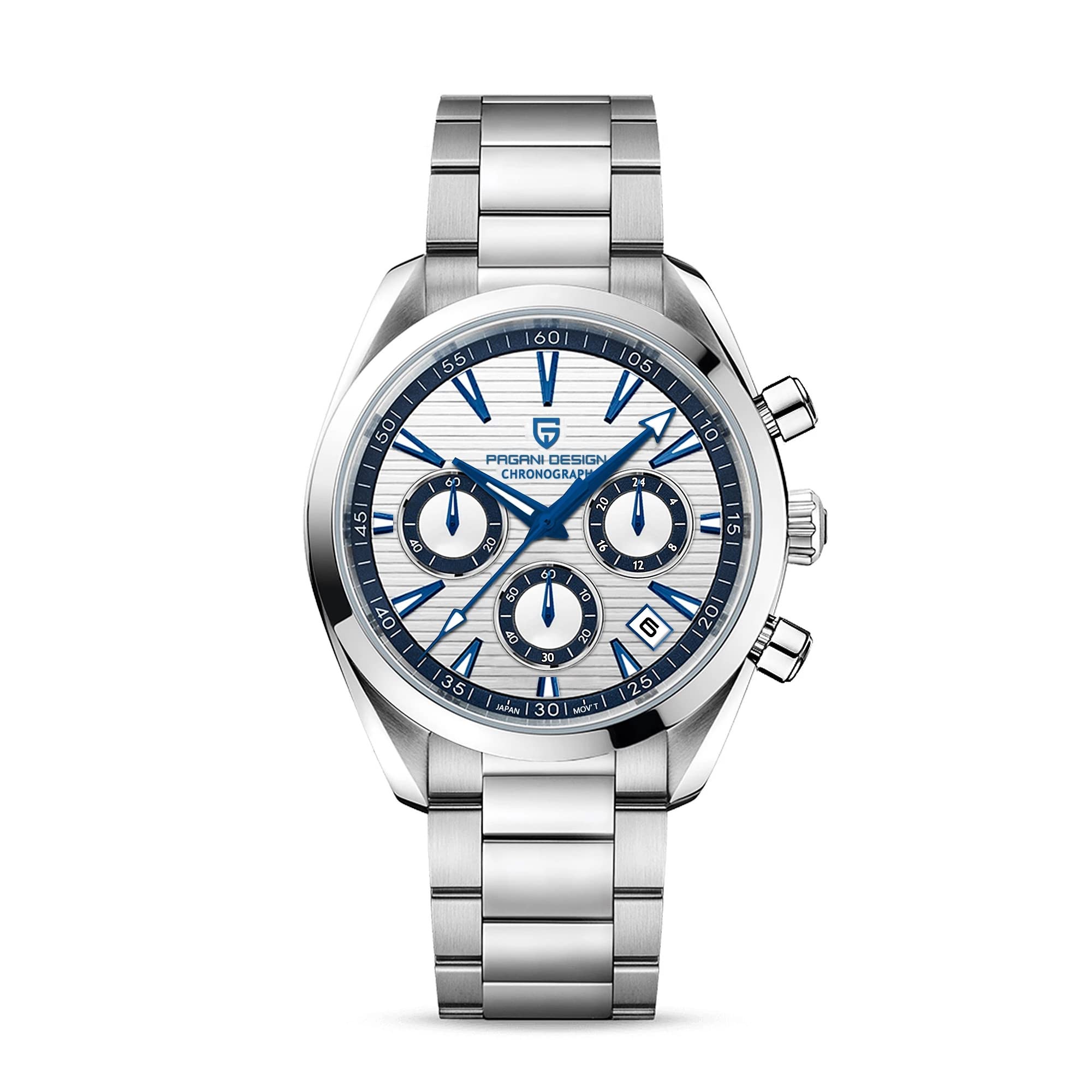 Pagani Design PD-1712 Chronograph Luxury Waterproof Stainless Steel Mens Watch 40MM Watch (Movement Japanese VK63) White Dial (B0B5N7578W) Amazon Price History, Amazon Price Tracker