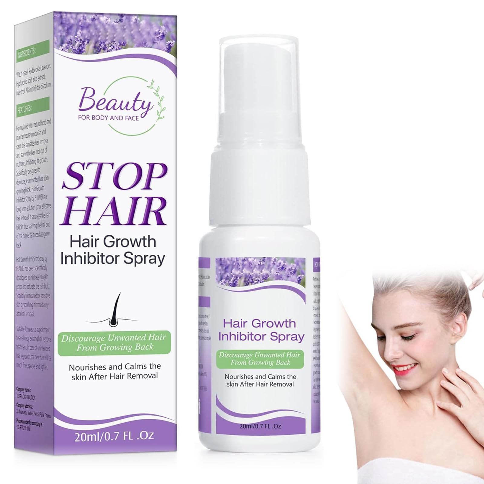 Spray Depilatorio,Inhibidores del Crecimiento del Cabello,Spray Inhibidor del Crecimiento del Cabello,Aerosol de Depilaciónproducto,Crema Depilatoria Mujer,Hair Removal Cream,Crema Depilatoria,20 ml
